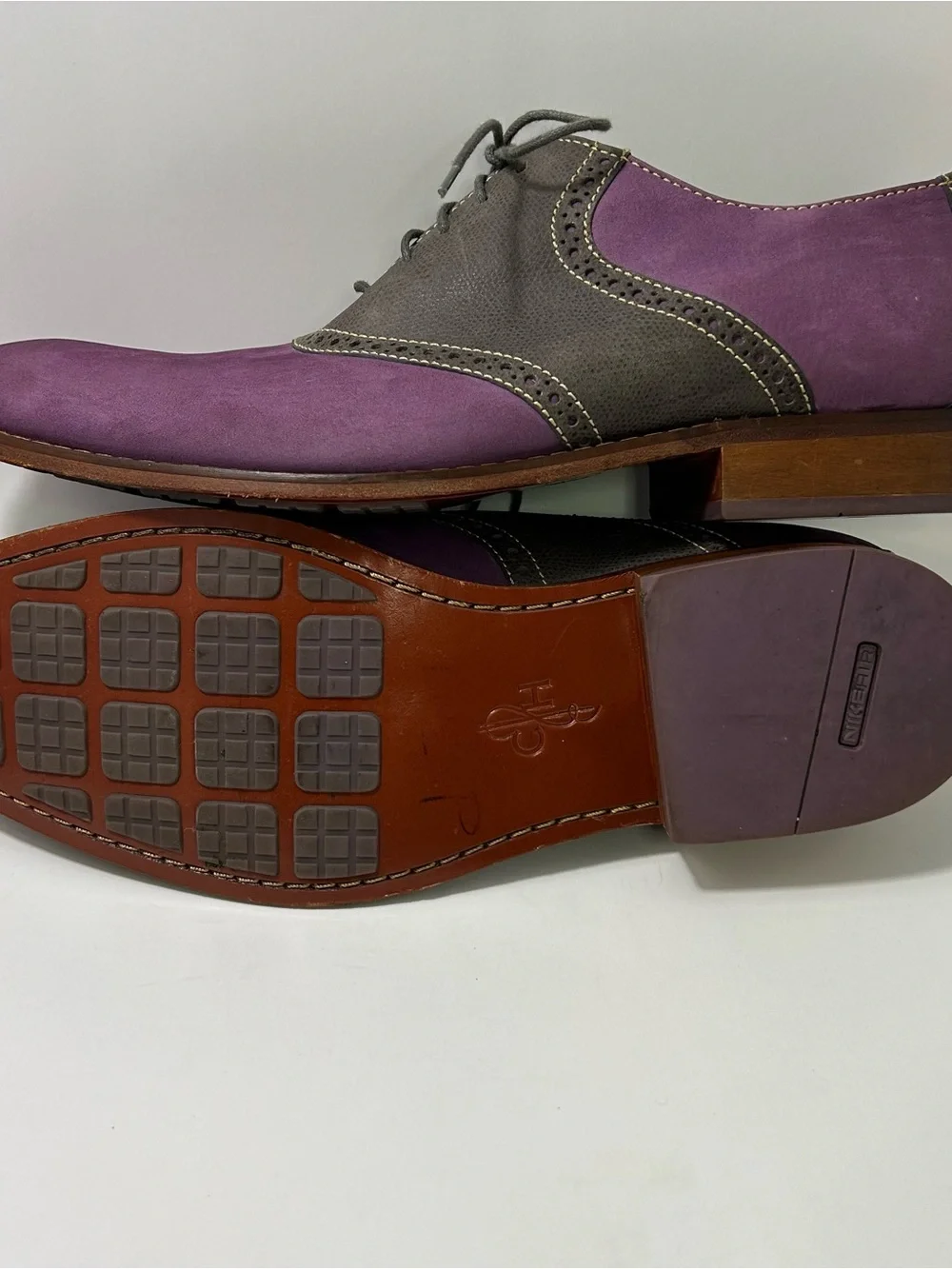 Cole Haan Air Colton Saddle Shoes Men’s 13 M Purple Nike Air Formal Dance Suede